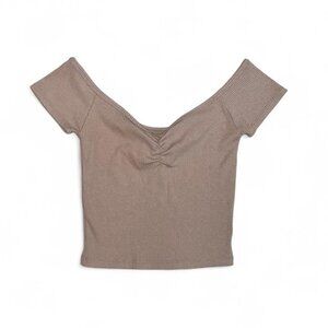 Brown Off Shoulder American Eagle Cropped Top